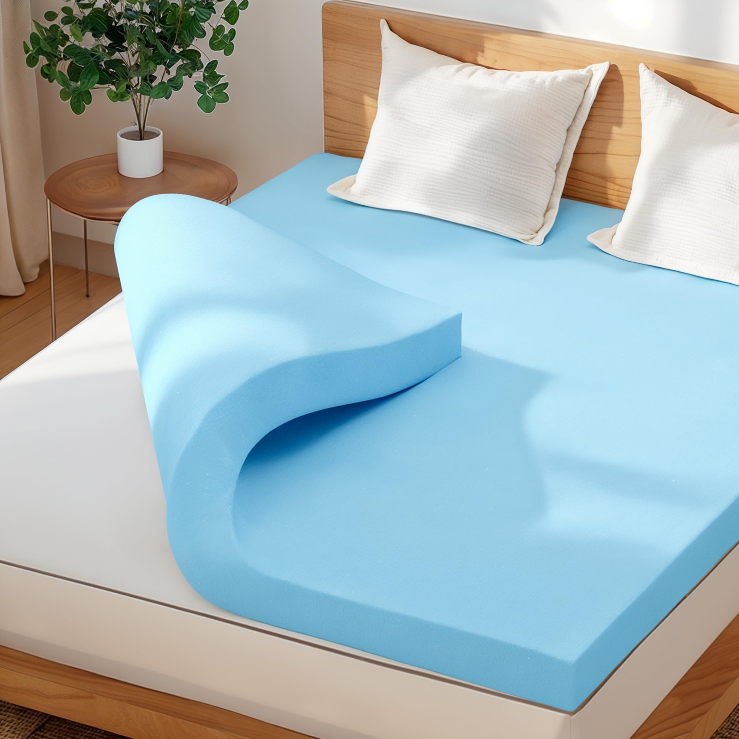 Chun Yi 4 Inch Mattress Topper King, Gel Infused Memory Foam Bed Topper For Pressure Relief, Foam Mattress Pad For King Size Bed